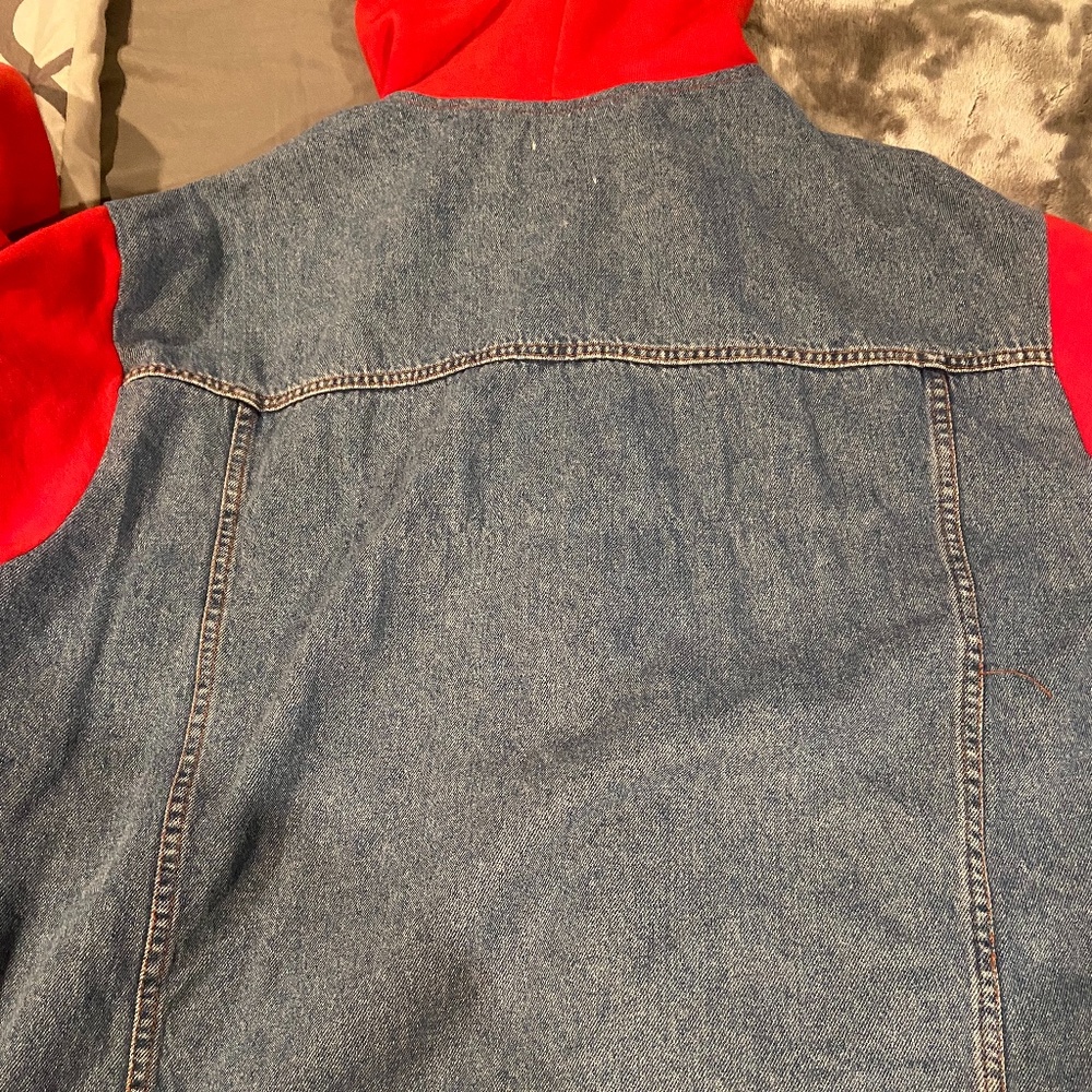 denim back hoodie